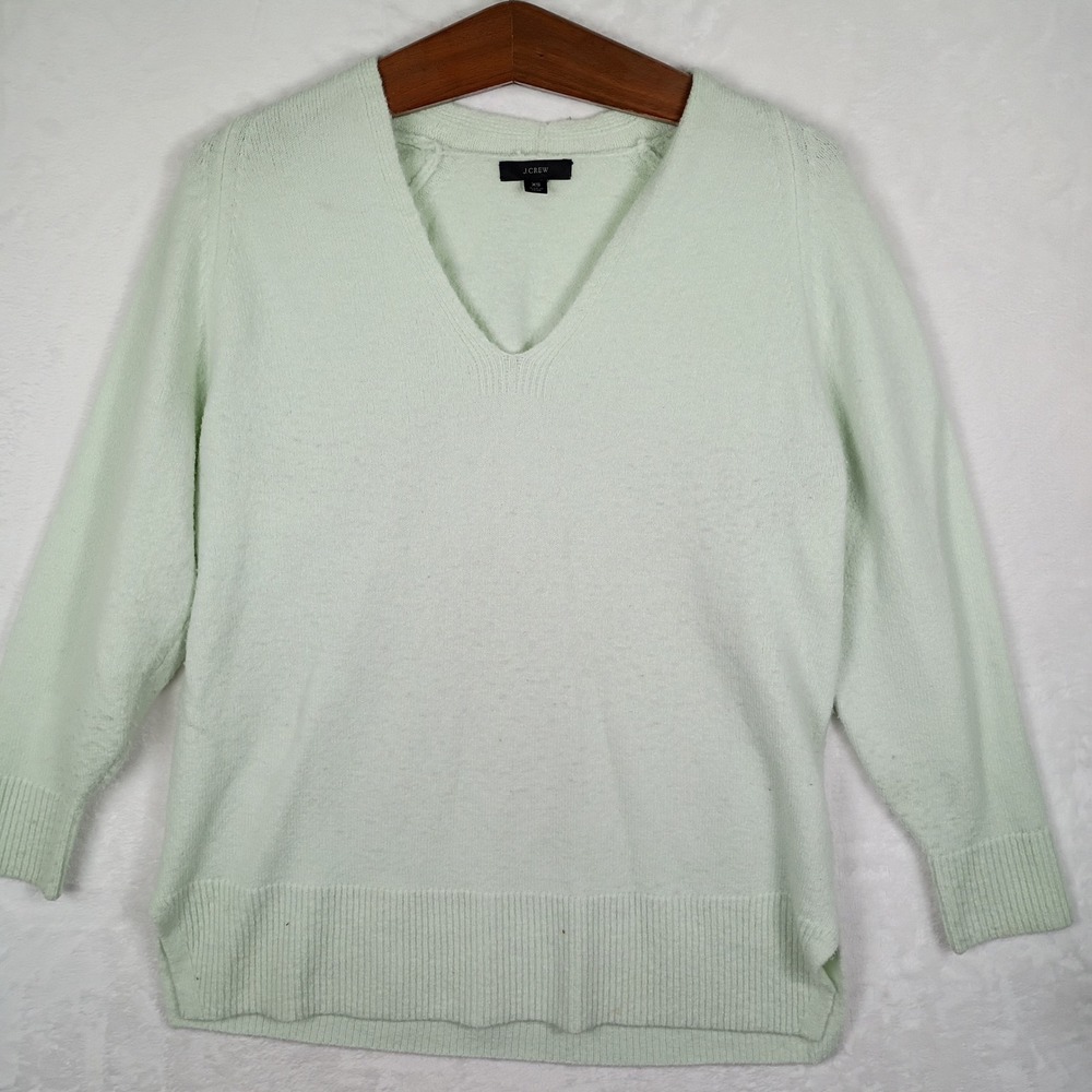 J.Crew Womens Mint Green Merino Wool Alpaca Blend V-Neck‎ Sweater XS